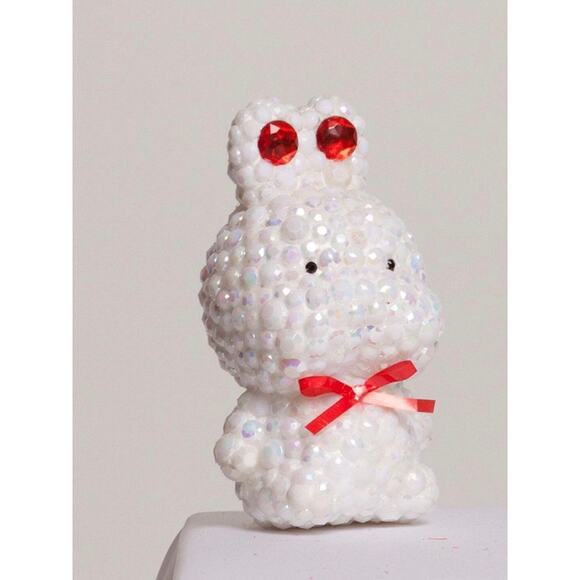 Beaded Handmade By Me White & Red Easter Bunny Rabbit
